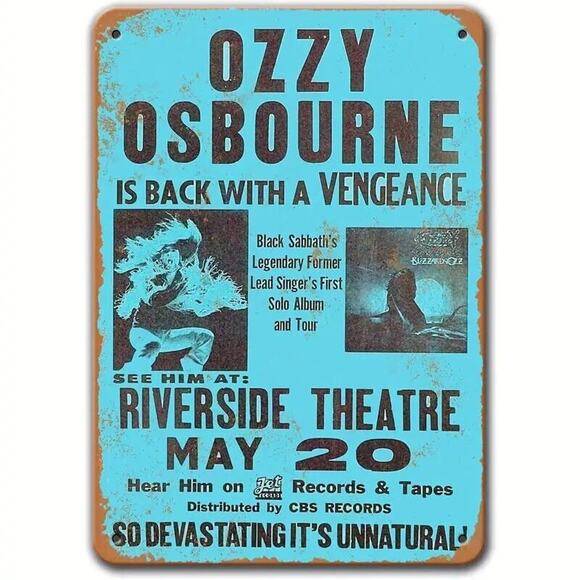 Metal Tin Sign • Ozzy Osbourne (Black Sabbath) • Back With A Vengeance • 1981 - Picture 3 of 10